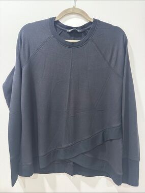 Athleta Coaster Luxe Criss Cross Band Black Long-Sleeve Pullover Top